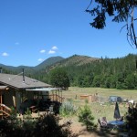 School entrance and view up the canyon.